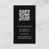 Modern Zwart Custom Logo QR Photo Visitekaartje (Achterkant)