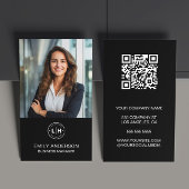 Modern Zwart Custom Logo QR Photo Visitekaartje