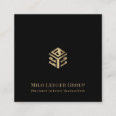 Modern Zwart Custom Logo Vierkante Visitekaartje (Voorkant)