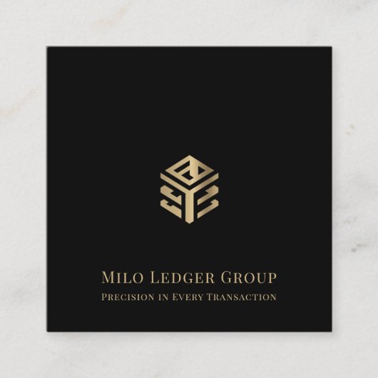 Modern Zwart Custom Logo Vierkante Visitekaartje (Voorkant)