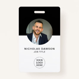 Modern Zwart Custom Medewerker Foto-ID Kaart QR Badge