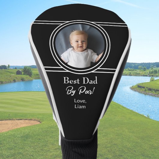 Modern Zwart Custom Photo Gift voor papa Golfheadcover