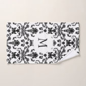 Modern zwart damast monogram bad handdoek (Handdoek)