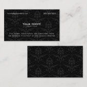 Modern zwart damast visitekaartje (Voorkant / Achterkant)