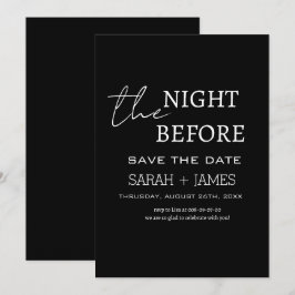 Modern zwart de nacht voor repetitie diner save the date