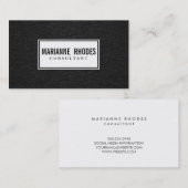 Modern zwart denim minimalistisch visitekaartje (Voorkant / Achterkant)