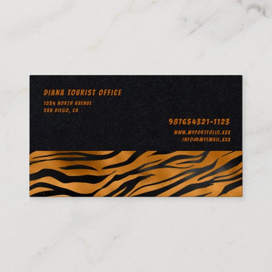 Modern zwart dier print Visitekaartje (Achterkant)