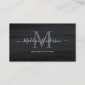 Modern zwart donkergrijs penseelstreken QR-code Visitekaartje (Voorkant)