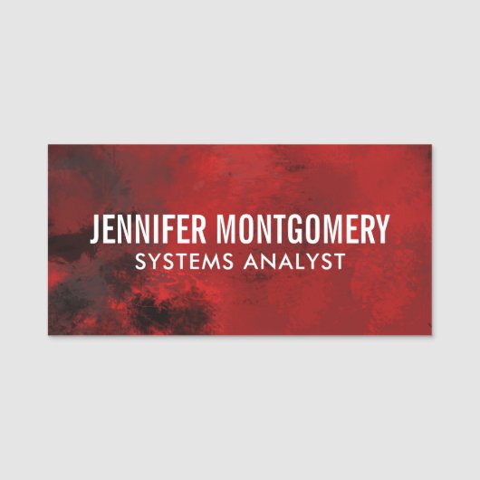Modern zwart-donkerrood Abstract - Professional Naamplaatje (Voorkant)