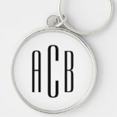 Modern zwart drie letter monogram sleutelhanger (Voorkant)