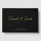 Modern Zwart Echt Gouden Folie Wedding Gastenboek (Voorkant)