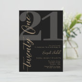 Modern Zwart Eenentwintig 21ste verjaardag Kaart (Staand voorkant)