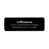Modern Zwart Eenvoudig Achternaam Retouradres Etiket (Voorkant)