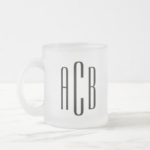 Modern zwart eenvoudig drie letters bruiloft monog matglas koffiemok
