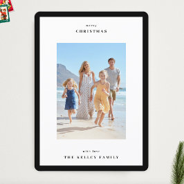 Modern Zwart Eenvoudig Lijst Foto Kerst Feestdagenkaart