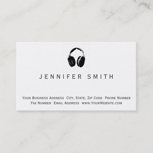 Modern Zwart Eenvoudig Muziek Visitekaartje (Voorkant)