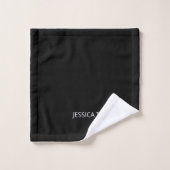 Modern zwart, eenvoudig script, meisjesmonogram bad handdoek (Wasdoekje)