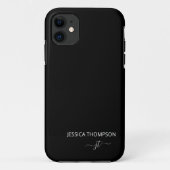 Modern zwart, eenvoudig script, meisjesmonogram Case-Mate iPhone case (Achterkant)