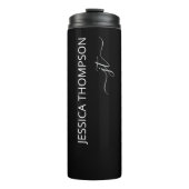 Modern zwart, eenvoudig script, meisjesmonogram  thermosbeker (Voorkant)