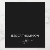 Modern zwart, eenvoudig script, meisjesmonogram wijn etiket (Enkel label)