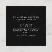 Modern zwart eenvoudig voeg uw logo toe vierkante visitekaartje (Achterkant)