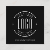 Modern zwart eenvoudig voeg uw logo toe vierkante visitekaartje (Voorkant)
