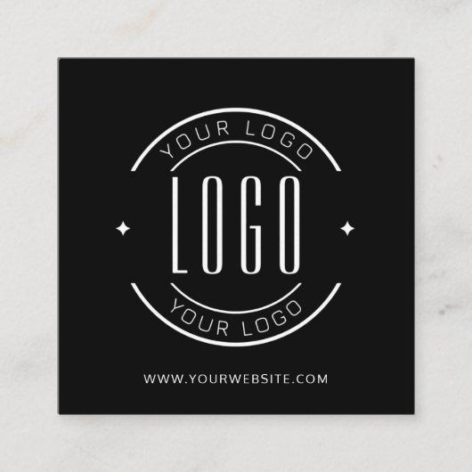 Modern zwart eenvoudig voeg uw logo toe vierkante visitekaartje (Voorkant)