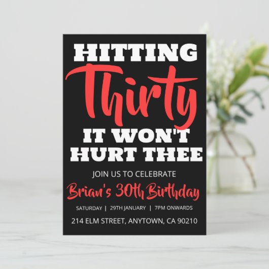 Modern Zwart Eenvoudig Volwassene 30e Verjaardag U Kaart (Staand voorkant)