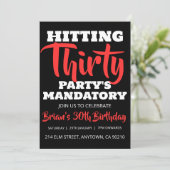 Modern Zwart Eenvoudig Volwassene 30e Verjaardag U Kaart (Staand voorkant)