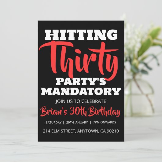 Modern Zwart Eenvoudig Volwassene 30e Verjaardag U Kaart (Staand voorkant)