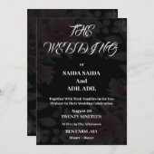 Modern Zwart Eenvoudige Bruiloft Uitnodiging (Voorkant / Achterkant)