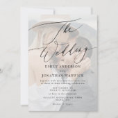 Modern Zwart Eenvoudige QR CODE Terug Foto Huwelij Kaart (Voorkant)