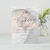 Modern Zwart Eenvoudige QR CODE Terug Foto Huwelij Kaart (Staand voorkant)