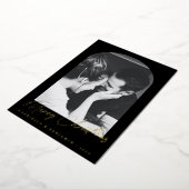 Modern Zwart Elegant Arch Photo Christmas Gold Folie Feestdagenkaart (Gedraaid)