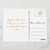 Modern zwart elegant Faux Gold Script Hartelijk da Folie Uitnodiging Briefkaart (Achterkant)