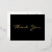 Modern zwart elegant Faux Gold Script Hartelijk da Folie Uitnodiging Briefkaart (Voorkant / Achterkant)