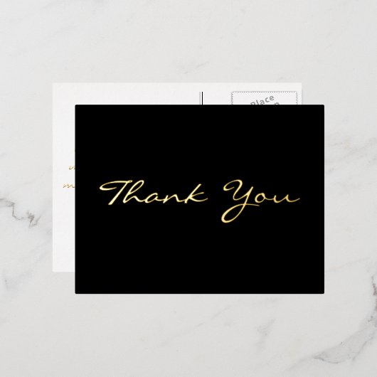 Modern zwart elegant Faux Gold Script Hartelijk da Folie Uitnodiging Briefkaart (Voorkant / Achterkant)