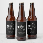 Modern zwart Elegant Fonts Afstuderen Bier Etiket (Flessen)