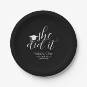 Modern zwart Elegant Fonts Afstuderen Papieren Bordje (Voorkant)