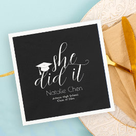 Modern zwart Elegant Fonts Afstuderen Servet