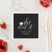 Modern zwart Elegant Fonts Afstuderen Servet (Insitu)