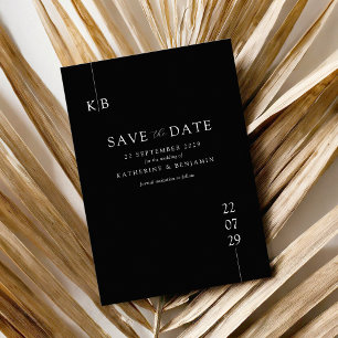 Modern zwart Elegant Monogram Bruiloft Save The Date