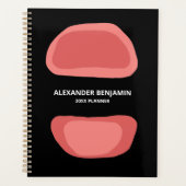 Modern Zwart Elegant Roze Stijlvol Personaliseren Planner (Voorkant)