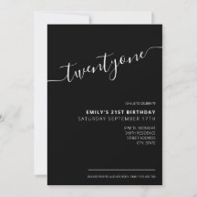 Modern zwart elegant script 21st verjaardag