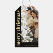 Modern zwart Elegant Vrolijk Kerstfeest Familiefot