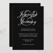 Modern zwart elegant wit script in één kaart (Voorkant / Achterkant)