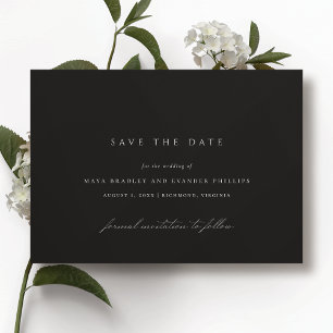Modern Zwart Elegante Minimalistische Donkere Br Save The Date