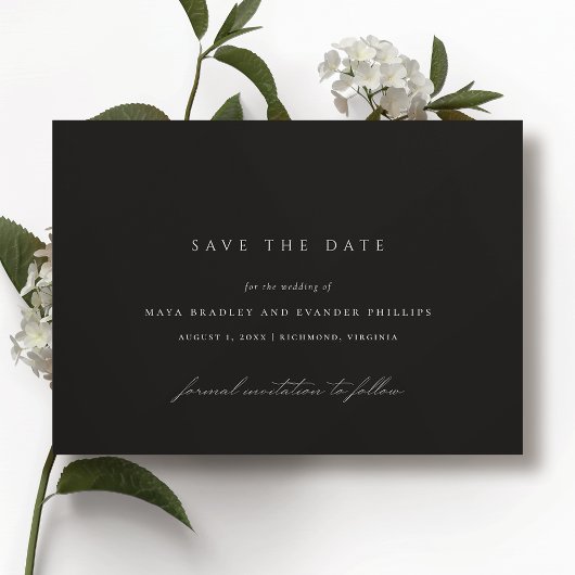 Modern zwart | Elegante minimalistische humeurige  Save The Date