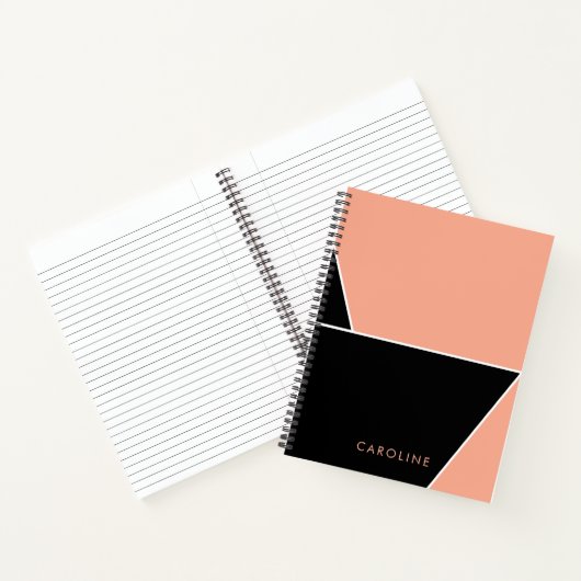 Modern Zwart elegante trendy gepersonaliseerde Notitieboek (Binnen)