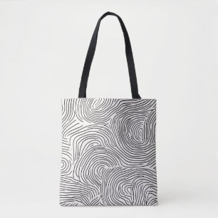 Modern zwart en beige gestreept tote bag